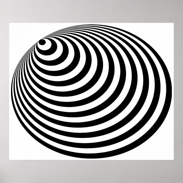 Op Art Bullseye Excentric Black White Poster (Front)
