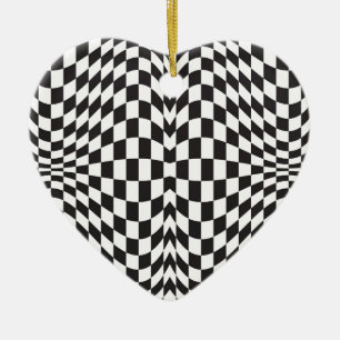 Op Art Checks Ceramic Ornament