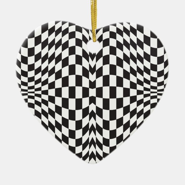 Op Art Checks Ceramic Ornament (Front)