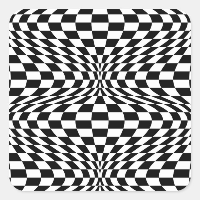 Op Art Checks Square Sticker (Front)