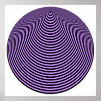 Op Art Concentric Circles Violet Over Black