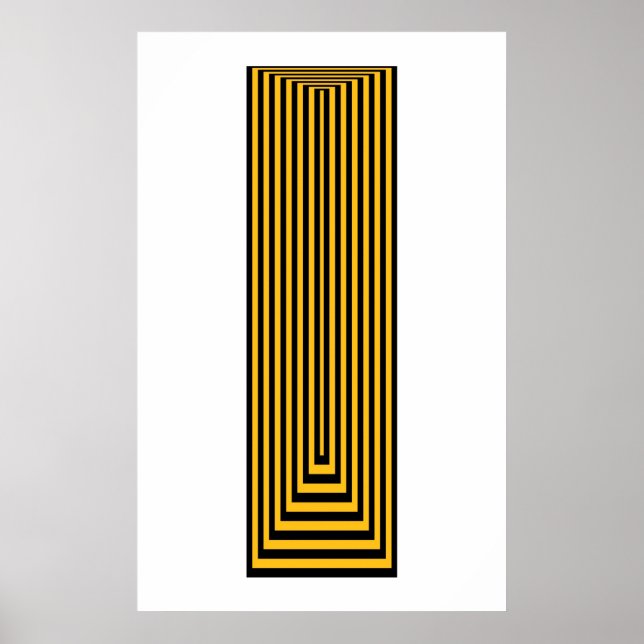 Op Art Concentric Rectangles Yellow Over Black Poster (Front)