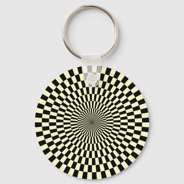 Op Art - Cream and Black Key Ring (Front)