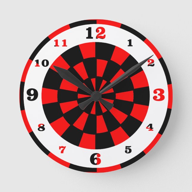 Op Art Dartboard Look Numbered Round Clock (Front)