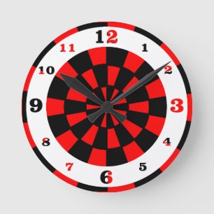 Op Art Dartboard Look Numbered Round Clock