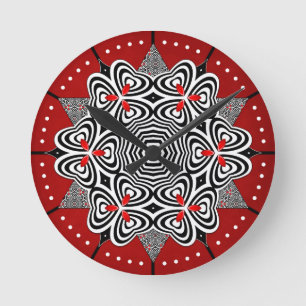 Op Art Flower Round Clock