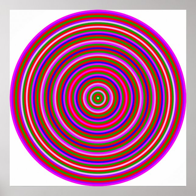 Op Art Homage to CT Multicolor Concentric Circles Poster (Front)