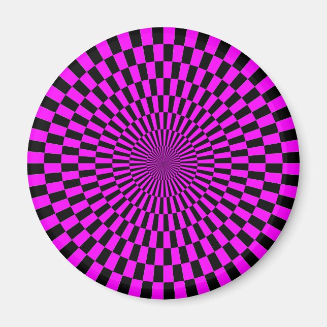 Op Art - Magenta and Black Magnet (Front)