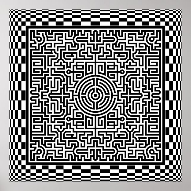 Op-Art Maze and Checkers Poster (Front)