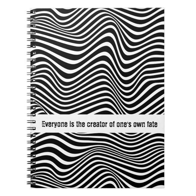 Op art pattern with black and white wavy lines notebook (Front)
