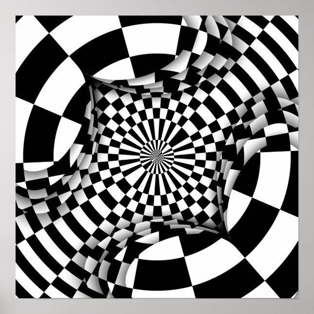 Op art Psychedelic checkers Poster (Front)