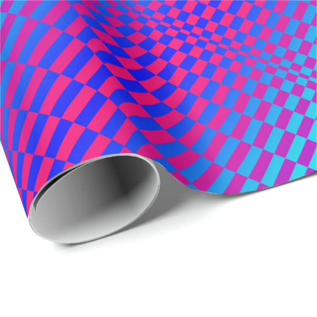Op-Art Rigel blue and fuschia Wrapping Paper (Roll Corner)
