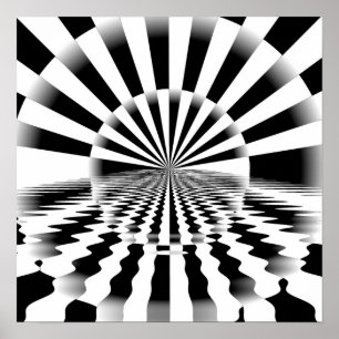 Op art sunrise poster