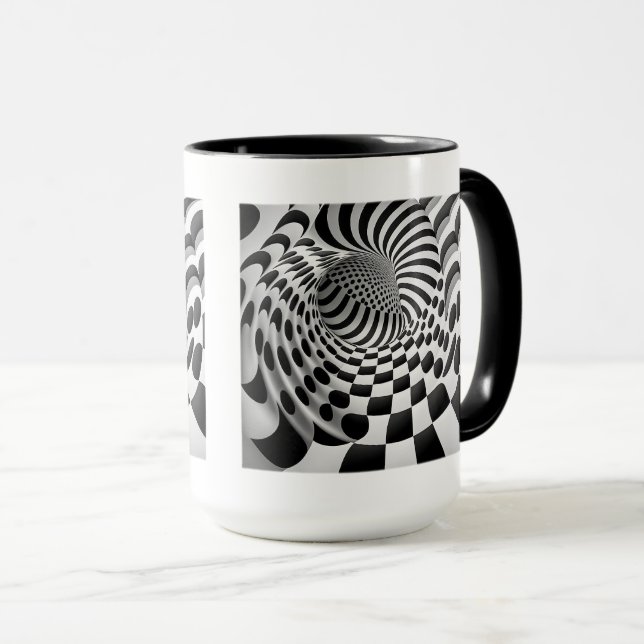 Op Art Tunnel Combo Mug, 15 oz  Mug (Front Right)