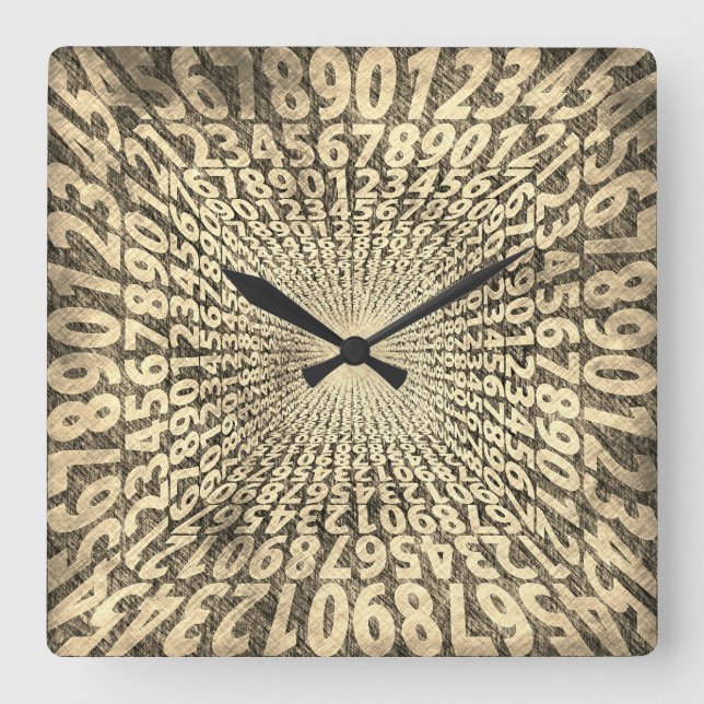 OP art tunnel of numbers optical illusion Square Wall Clock (Front)