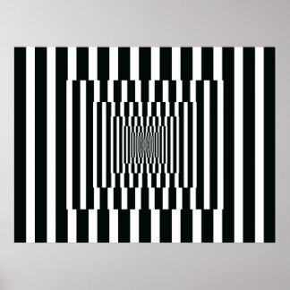 Op Art Vertical Reflections Black and White Poster