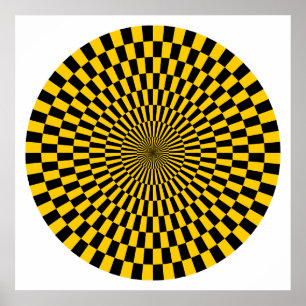 Op Art Wheel - Amber and Black Poster