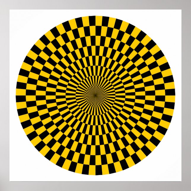 Op Art Wheel - Amber and Black Poster (Front)