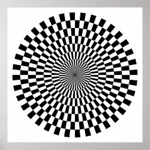 Op Art Wheel - Black and White Poster
