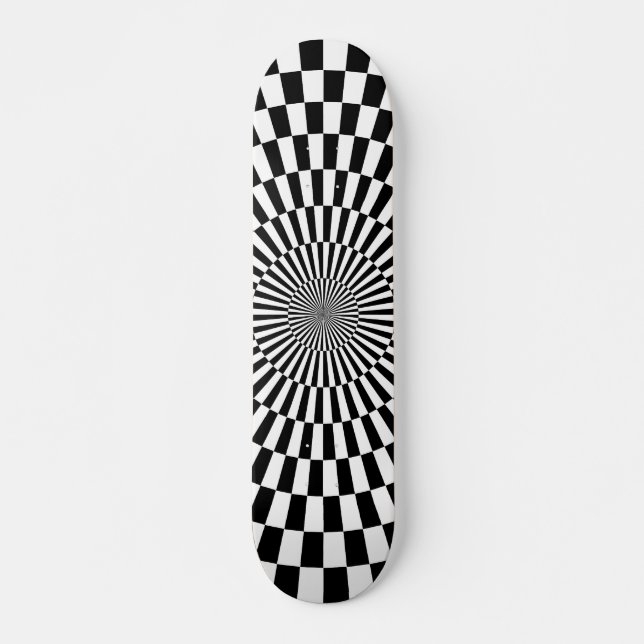 Op Art Wheel - Black and White Skateboard (Front)