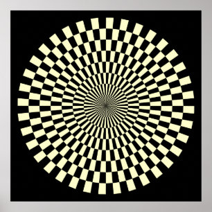 Op Art Wheel - Cream and Black Poster