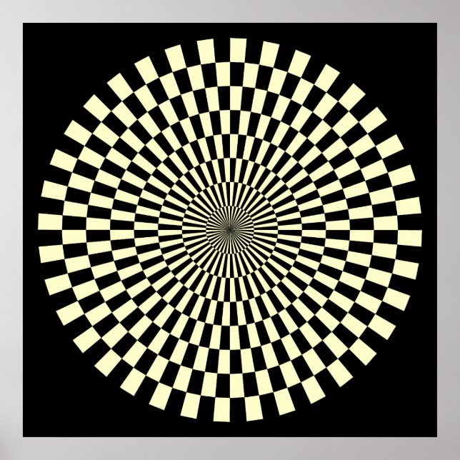 Op Art Wheel - Cream and Black Poster (Front)