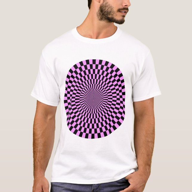 Op Art Wheel - Light Violet and Black T-Shirt (Front)