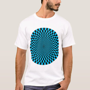 Op Art Wheel - Sky Blue and Black T-Shirt