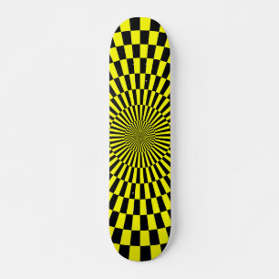 Op Art Wheel - Yellow and Black Skateboard