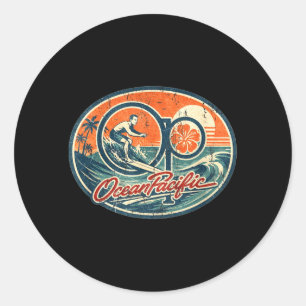 OP Vintage Beach Palm Tree Retro Coastal Travel Classic Round Sticker