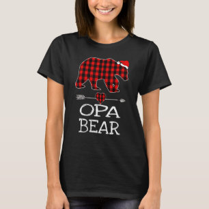 Opa Bear Buffalo Plaid Santa Arrow Christmas Famil T-Shirt