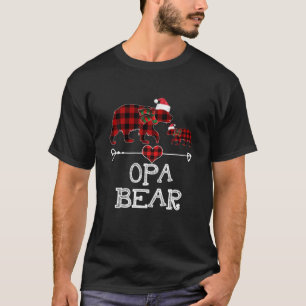 Opa Bear Christmas Pajama Red Plaid Buffalo Family T-Shirt