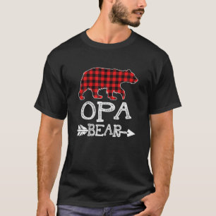 Opa Bear Christmas Pajama Red Plaid Buffalo Family T-Shirt