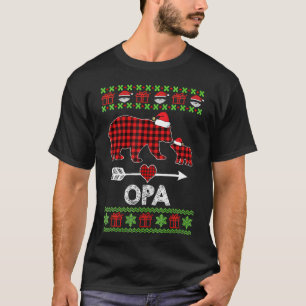 Opa Bear Santa Red Plaid Family Pyjamas For Christ T-Shirt
