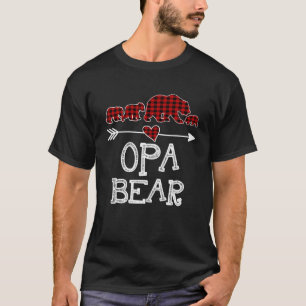 Opa Bear Three Cubs Red Plaid Mama Christmas Pajam T-Shirt
