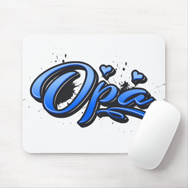 Opa blue Heart Graffiti Mousepad (With Mouse)
