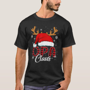 Opa Claus Santa Hat Christmas Red Plaid Matching F T-Shirt