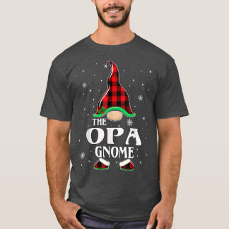 Opa Gnome Buffalo Plaid Matching Family Christmas  T-Shirt