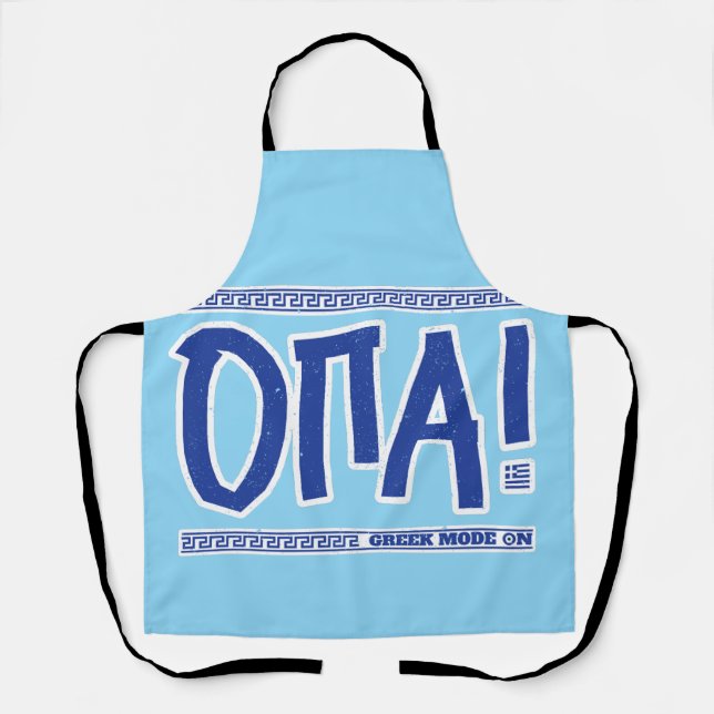 OPA! Greek Mode On: Funny Greece Souvenir Apron (Front)