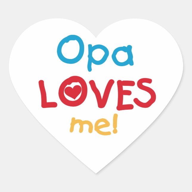 Opa Loves Me T-shirts and Gifts Heart Sticker (Front)