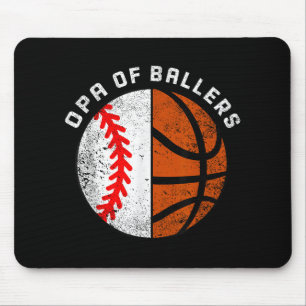 Opa Of Ballers Funny Baseball Basketball Grandpa Mouse Pad