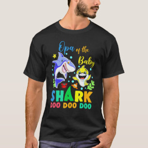 Opa Of The Birthday Boy Shark Blue Yellow Doo Doo T-Shirt