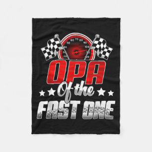 Opa of The Fast One Birthday 1st Race Car Family Fleece Blanket