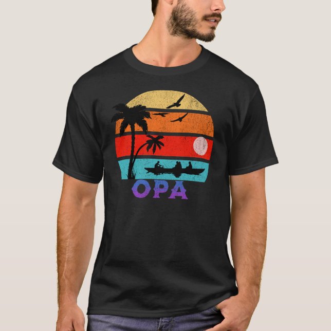 Opa Retro Sunset Ocean Grandfather T-Shirt (Front)