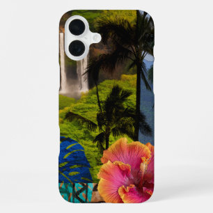 Opaeka'a Falls, Kauai Hawaiian Collage iPhone 16 Plus Case