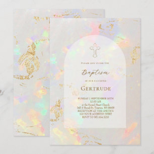 opal background Baptism Invitation