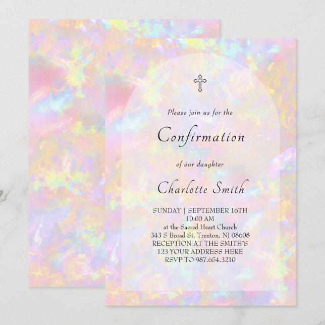 opal background Confirmation Invitation (Front/Back)