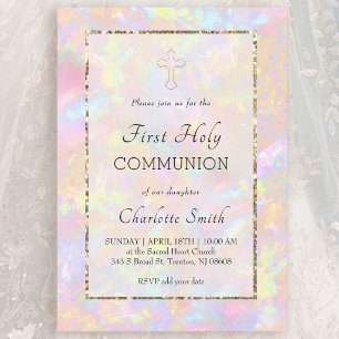 opal background First Communion   Invitation