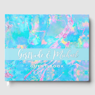 opal background wedding guest book