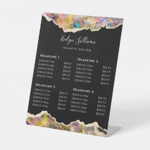 Opal borders Beauty Salon Price List   Pedestal Sign